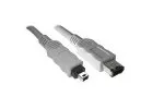 FireWire kabelis no 6-pin uz 4-pin kontaktdakšu spraudni, 1,00 m savienojuma kabelis IEEE 1394, pelēks